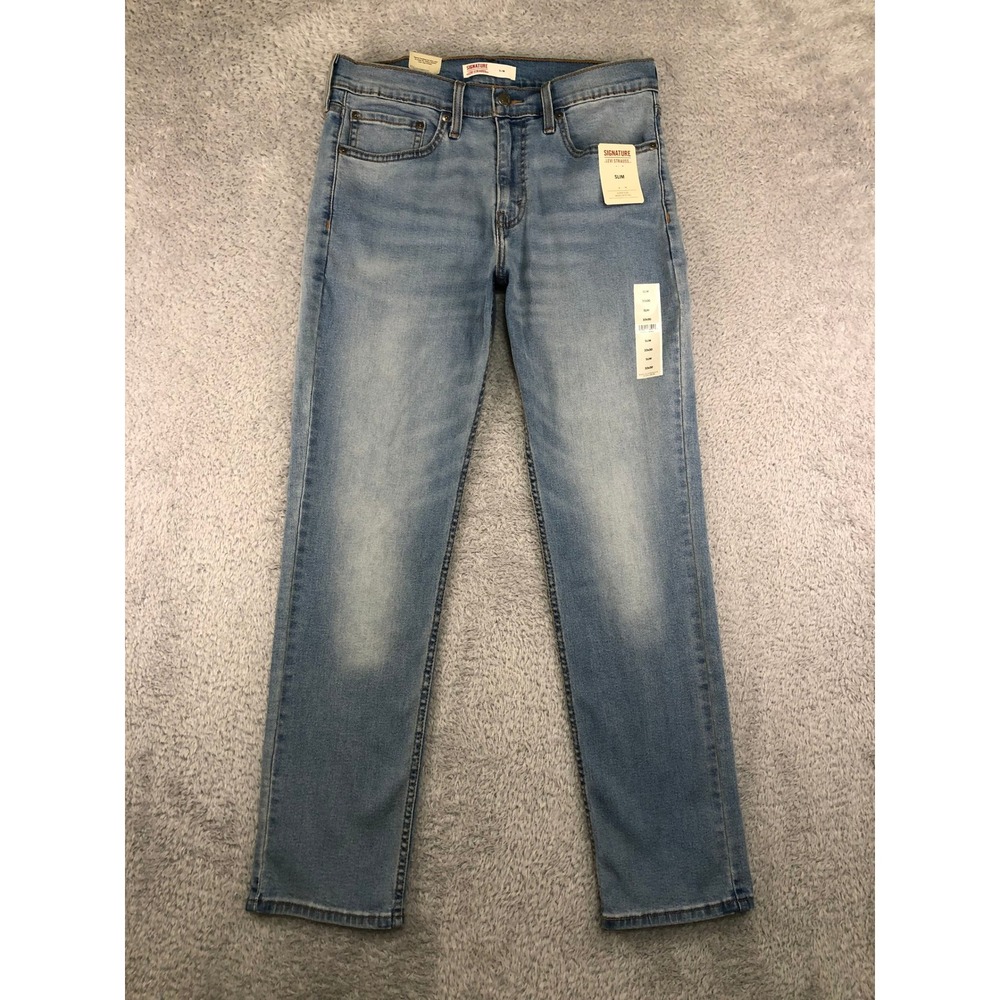 Levi Strauss & Co Signature Jeans Men 33x30 NWT Blue Slim Super Flex Stretch